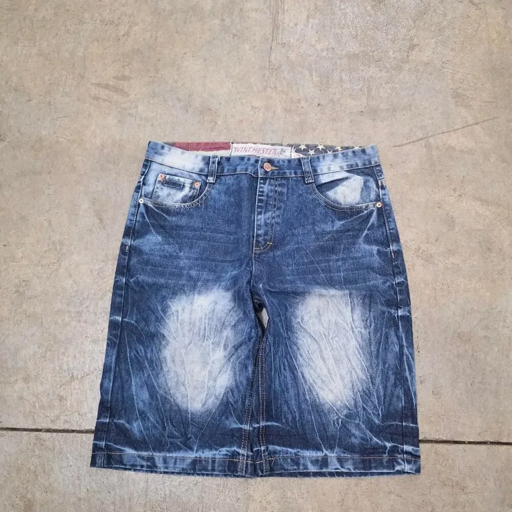 Y2K Remington Shotguns Acid Wash Denim Jorts (36